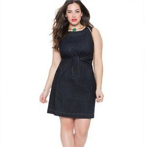 Eloquii Sleeveless Denim Tie Dress